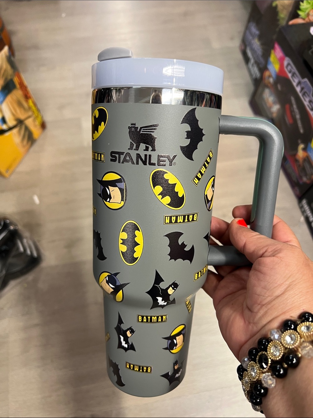 Stanley Grey Batman Travel Tumbler with Yellow Accents